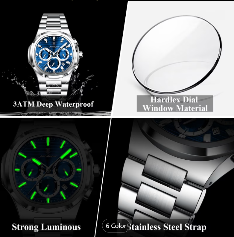 POEDAGAR - Men's Luxury Leisure Business Quartz Watch